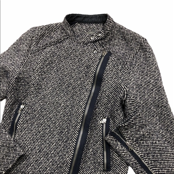 Gap size small Moto blue tweed zippered jacket - Picture 3 of 8